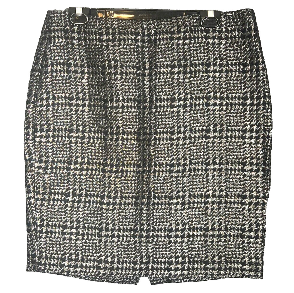 Liz Claiborne Pencil Skirt Womens 12 Black Office Classic Lined Metallic